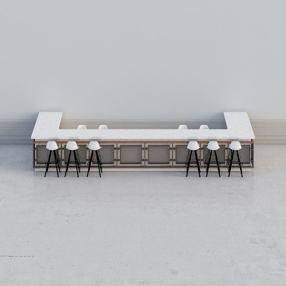 Stylish Low Poly 3D Bar Counter Model