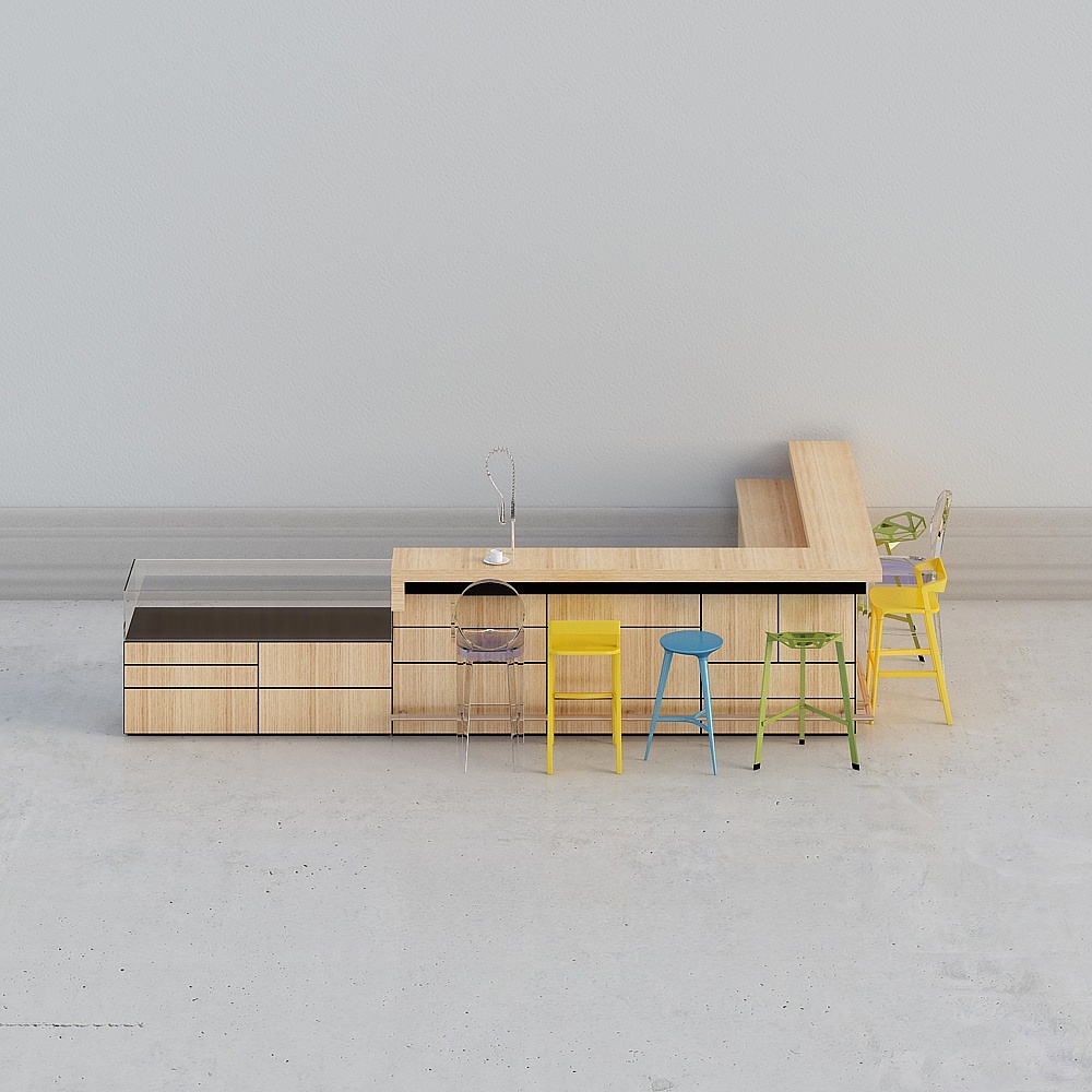 Modern Minimalist Kitchen Island 3D model