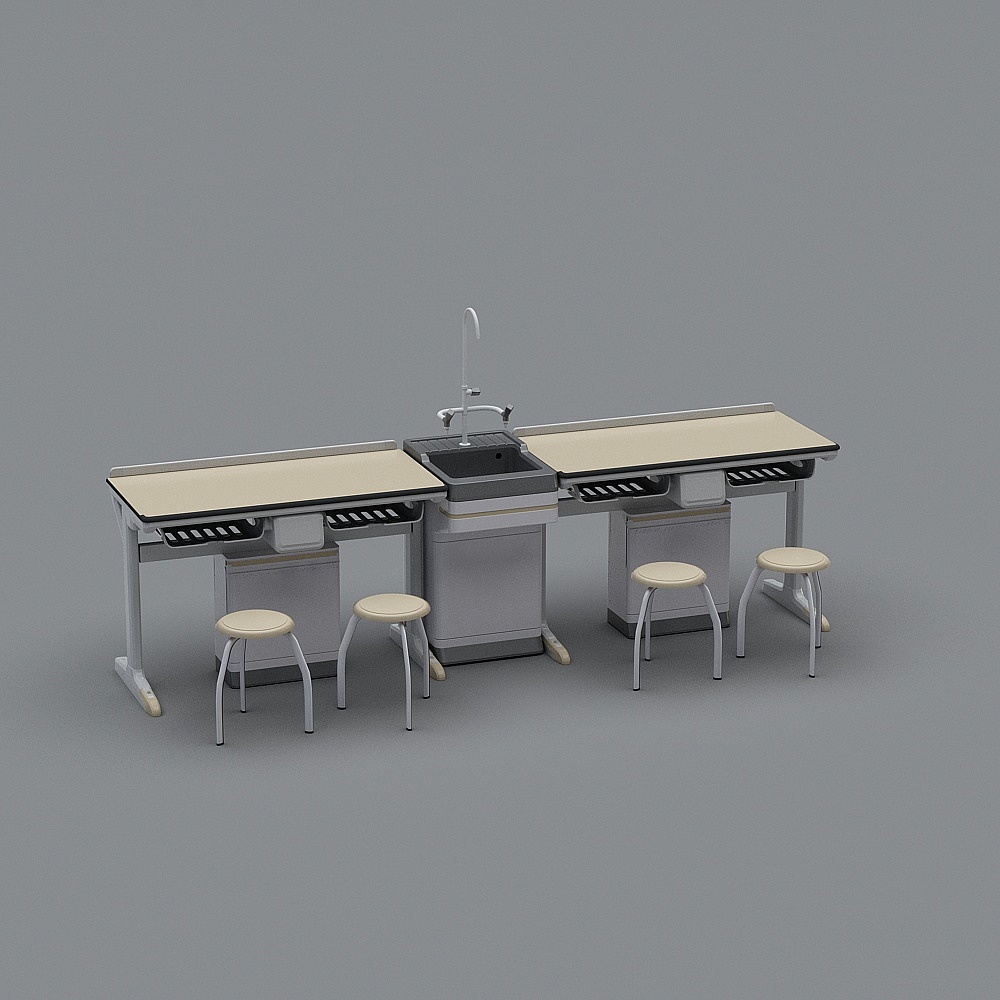 Low Poly Laboratory Workbench 3D model