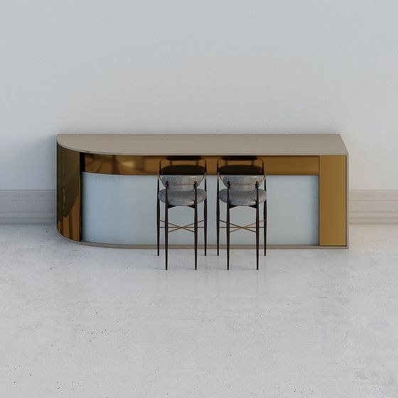 Curved Bar Counter 3D model for Stylish Interiors