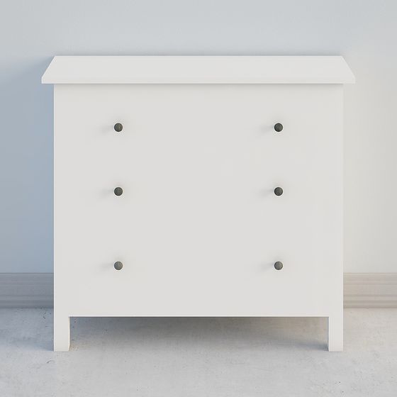 Minimalist White Drawer Cabinet 3D model