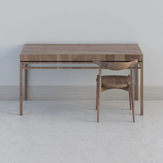 Wooden Desk Set 3D Model for Membership Areas