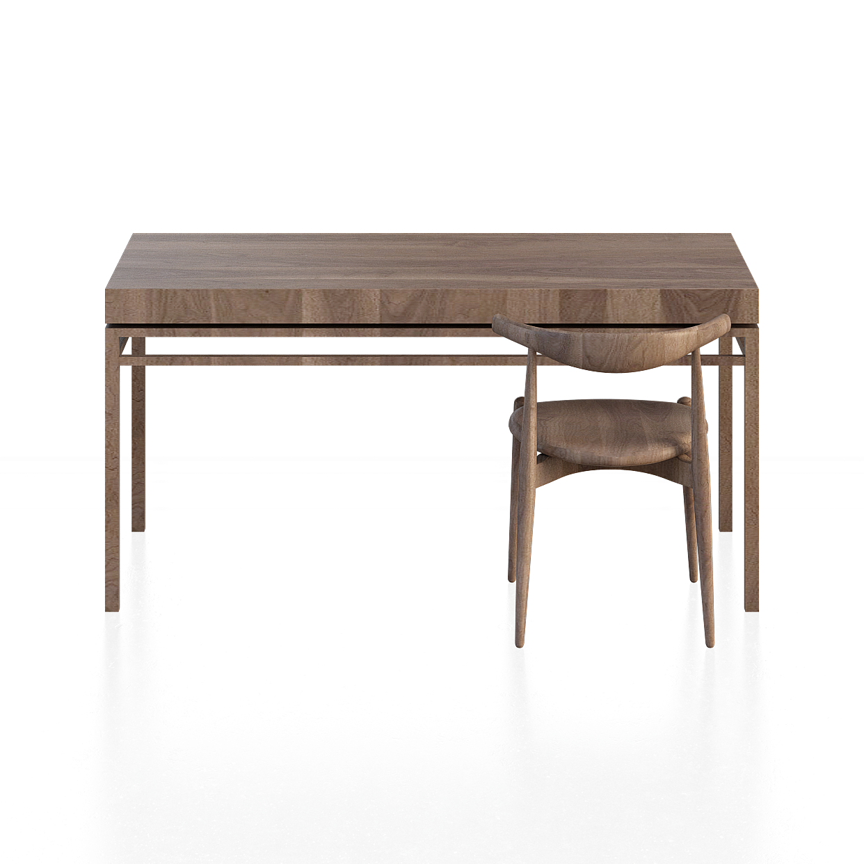 Urban Work Desk and Chair 3D Model – Minimalist Wood Design
