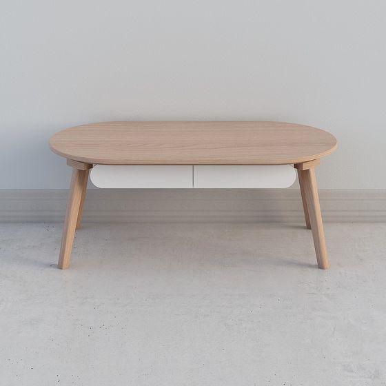 Sleek Oval Coffee Table 3D model for Modern Interiors