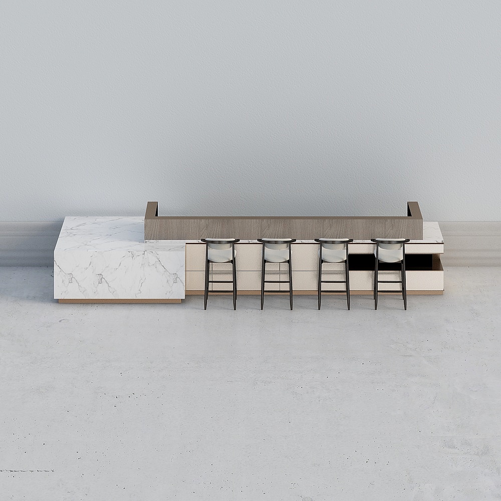 Minimalist Bar Counter 3D model for Modern Spaces