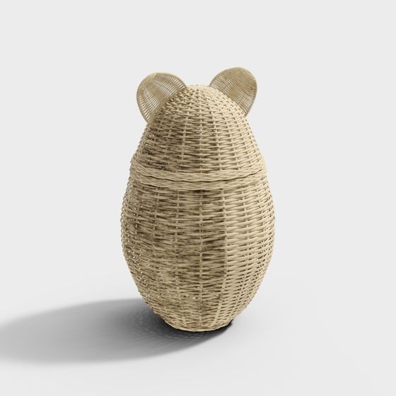 Beautiful Bear-shaped Wicker Basket 3D model for Creative Spaces