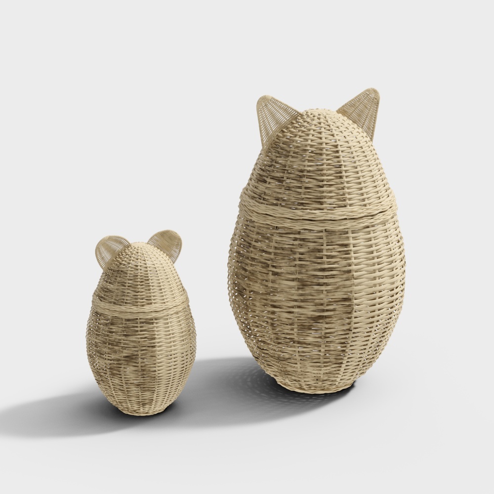 Cat and mouse wicker basket Bixitu &amp; Fustta