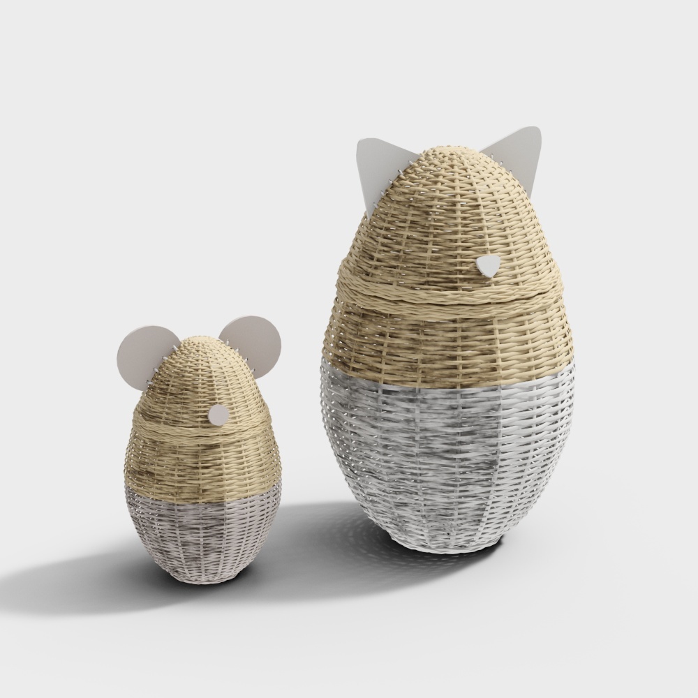 Cat and mouse wicker basket Bixitu &amp; Fustta