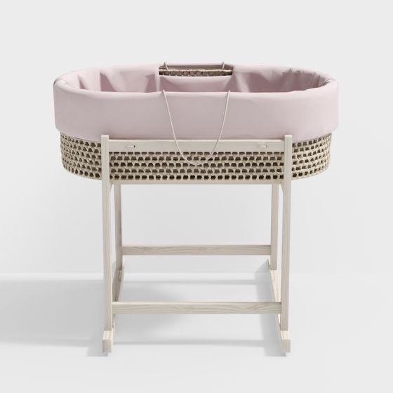 Elegant Low-Poly Baby Cradle 3D model