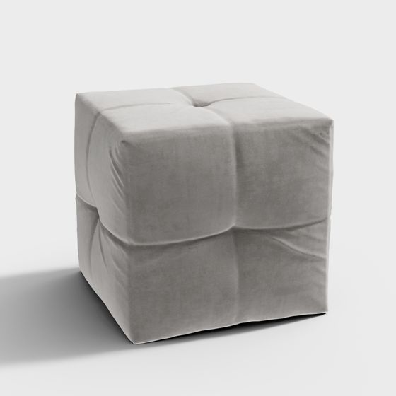 Stylish Cube Ottoman 3D model for Modern Interiors
