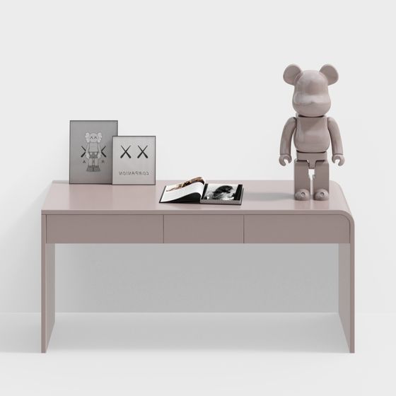 Minimalist Desk with Bear Toy 3D model