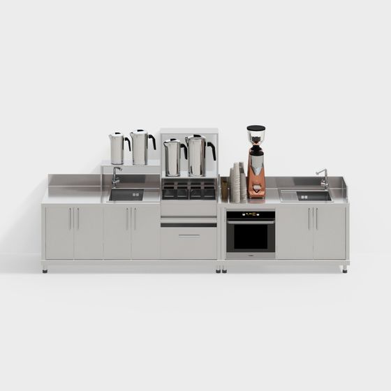 Stylish Low-Poly Kitchen Counter 3D model