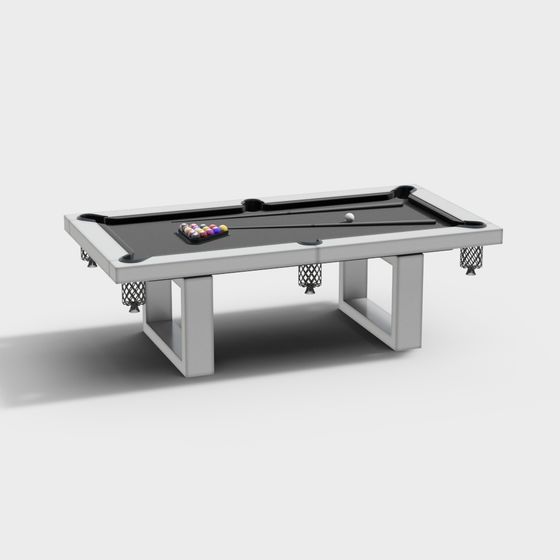 Modern Pool Table 3D Model in Gray