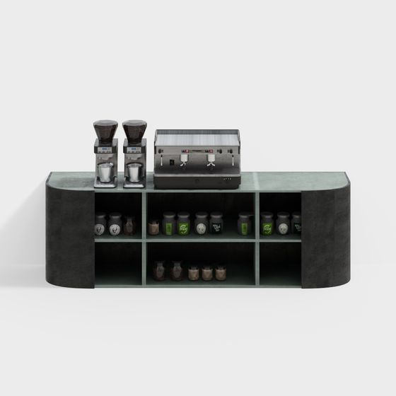 Stylish Low-Polygon Coffee Bar Counter 3D model