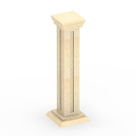 Roman Column 3D Model in Brown Finish