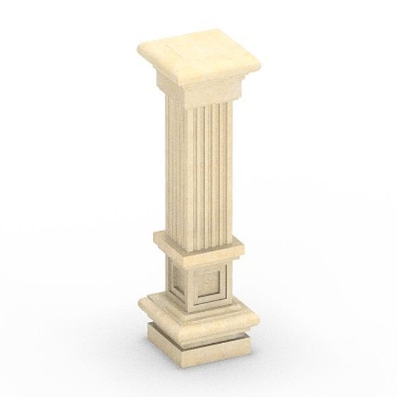 Roman Columns 3D Model in Brown Finish