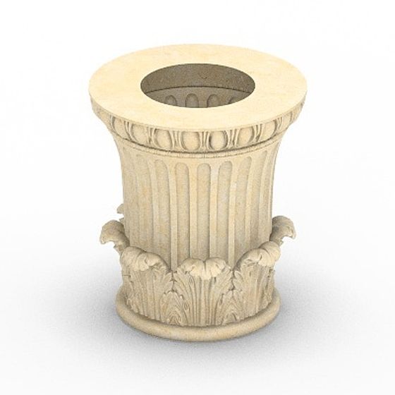 Round Column Cap 3D Model in Brown