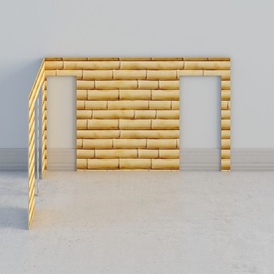 Low Poly Bamboo Wall Panel 3D model