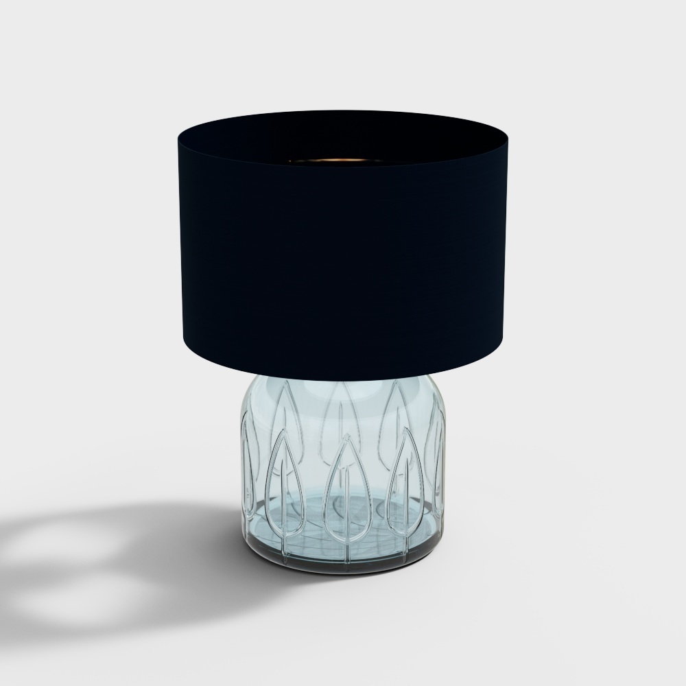 Elegant 3D Table Lamp Model – Black Shade & Crystal Base