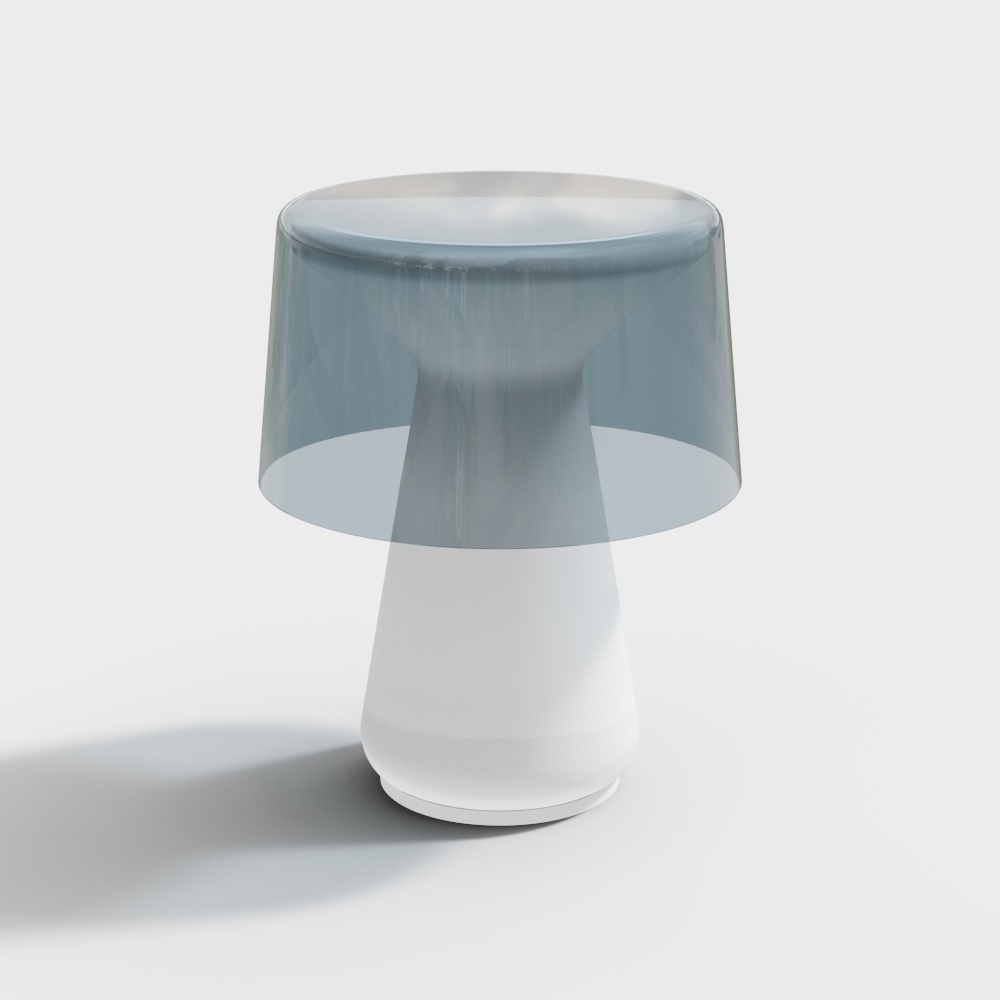 Glass Mushroom Lamp 3D Model – Transparent Shade Design