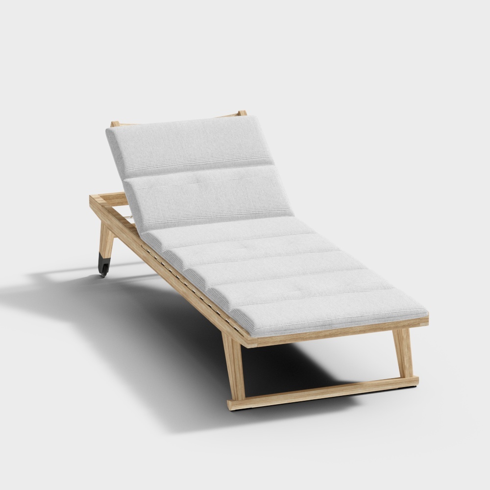 Modern Minimalist Lounge Chair 3D Model – Wood & Fabric