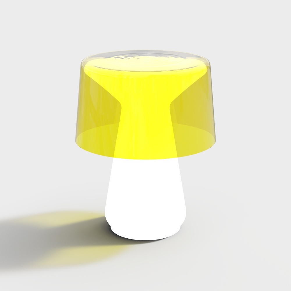 Transparent Mushroom 3D Model – Semi-Transparent Yellow Cap