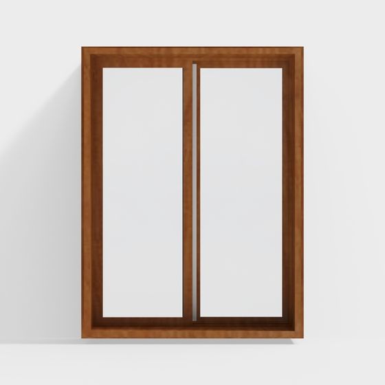 Lifelike Double-Hung Wooden Frame Window 3D model