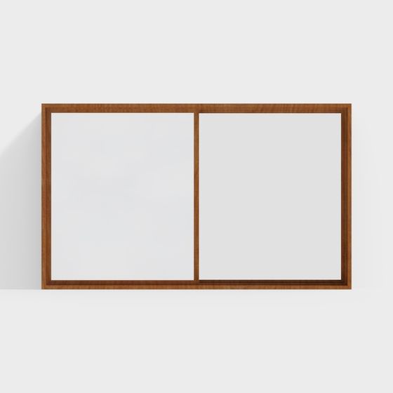 Double Window Wooden Frame 3D model