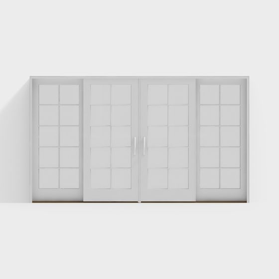 Modern Minimalist Glass Sliding Door 3D model