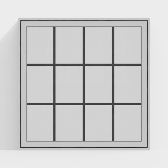 Elegant Grid Window 3D Model for Modern Architecture