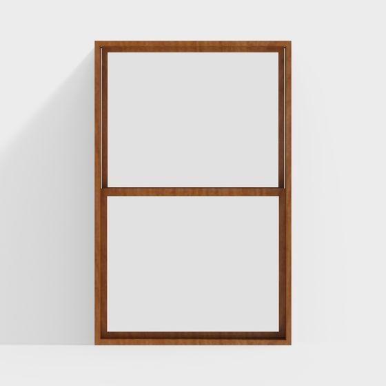 Elegant Wooden Frame Double Window 3D model