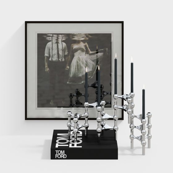 Elegant Low-Polygon Screen 3D model with Candles