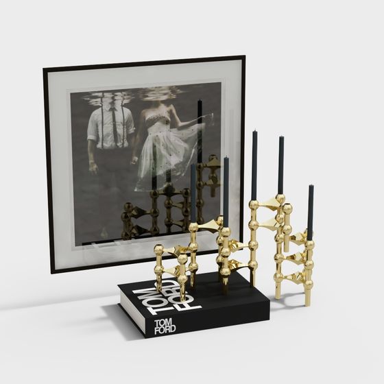 Golden Elegance Candle Holder 3D model