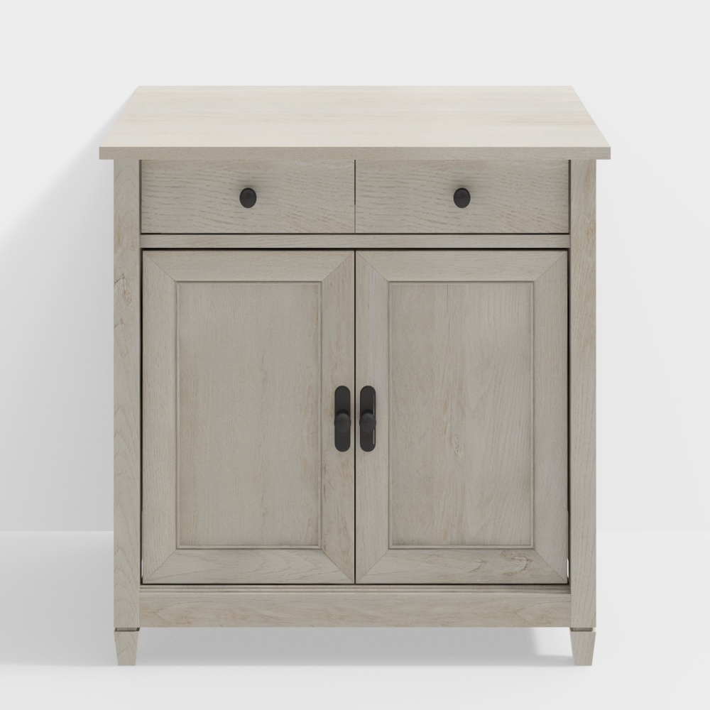 Farmhouse Black Sideboard 3D Model – Rustic Wood Design