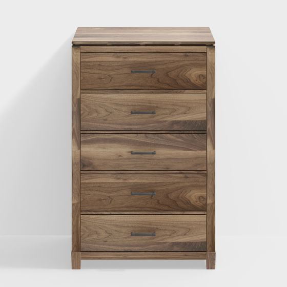 Elegant Walnut Chest of Drawers 3D model