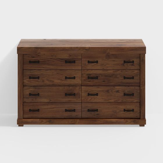 Rustic Wooden Drawer Cabinet 3D model