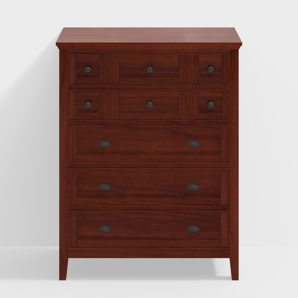 Classic Wooden Drawer Cabinet 3D model