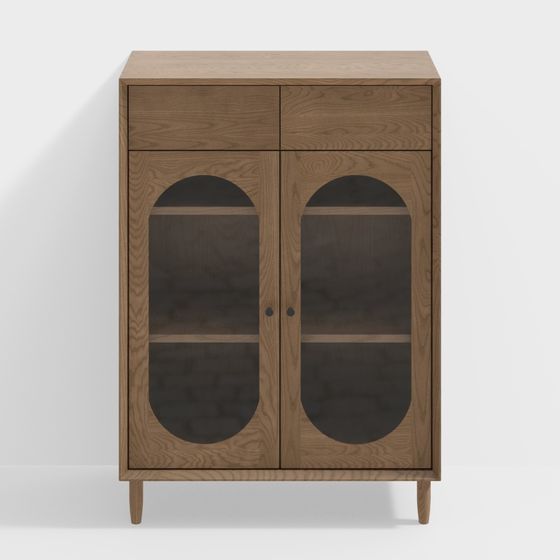 Elegant Glass Door Display Cabinet 3D model