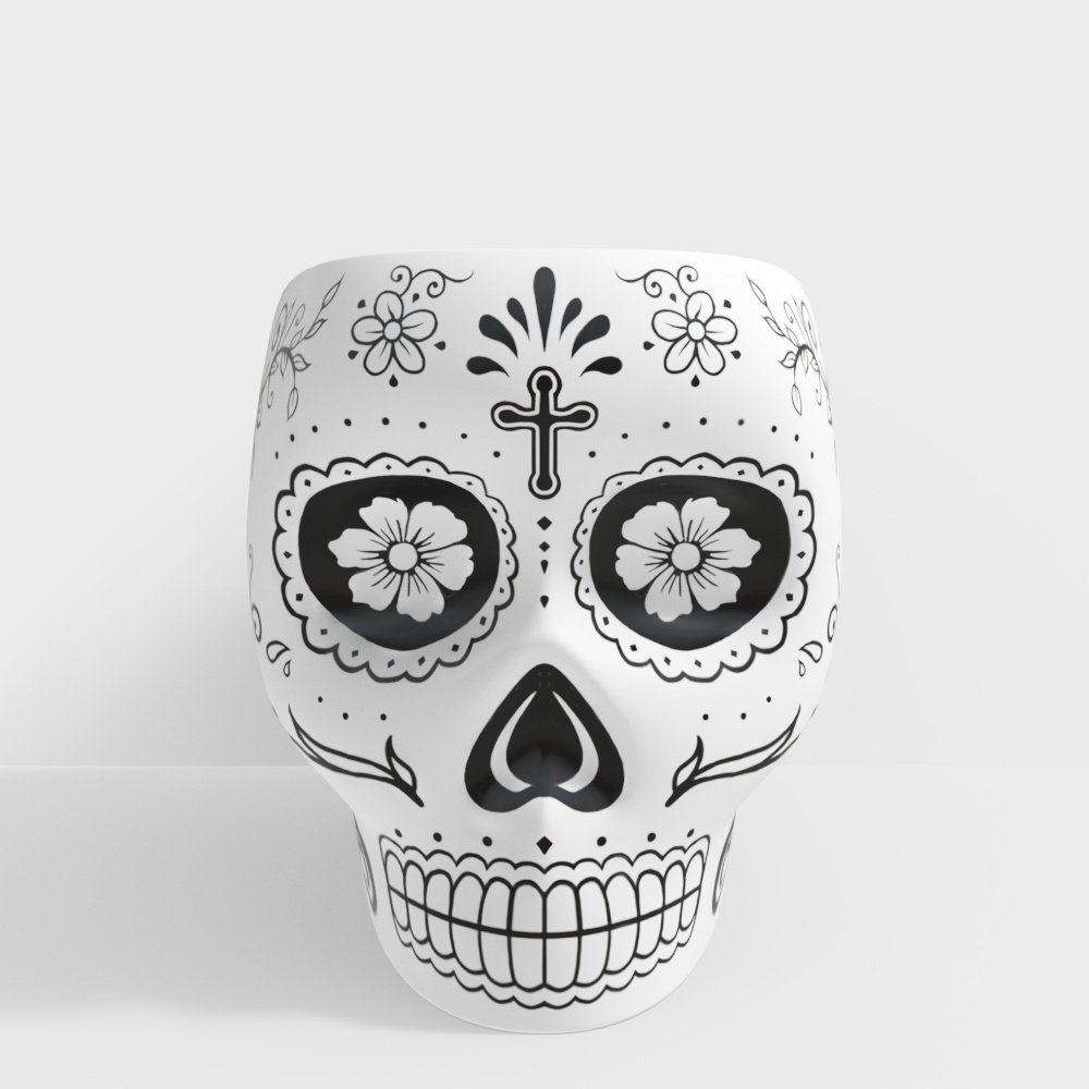 Traditional Mexican Day of the Dead Skull Mask 3D model