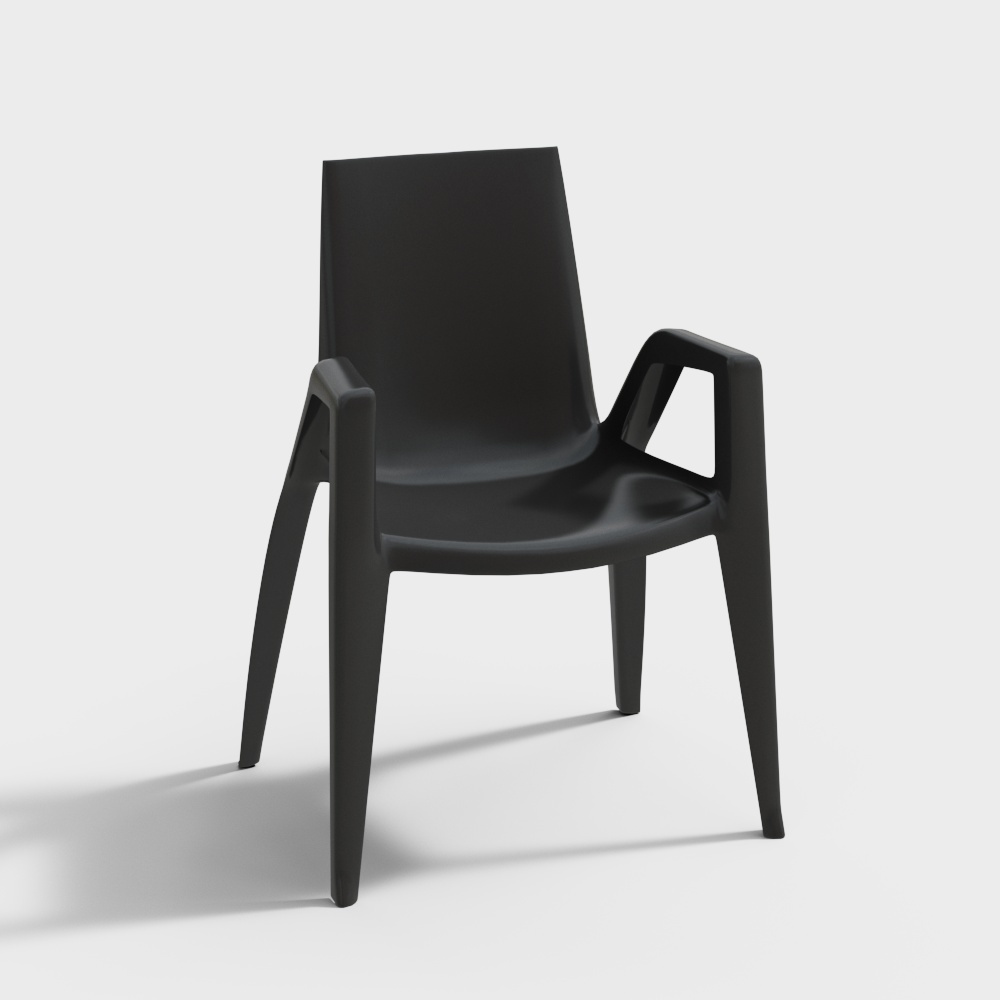 Stylish Low-Polygon Chair 3D Model – Glossy Black