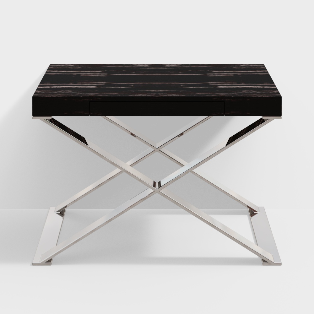 Urban Minimalist Table 3D Model – Wood and Metal Frame