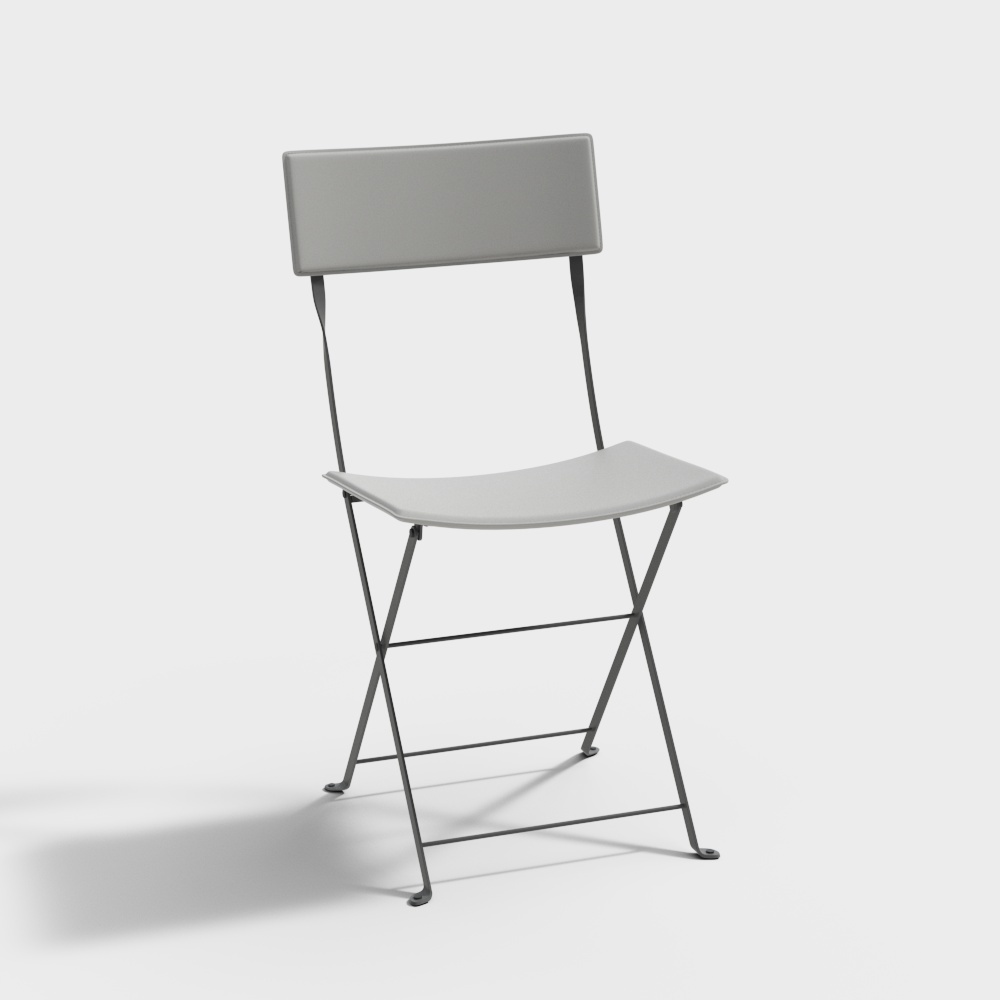 Modern Minimalist Folding Chair 3D Model – Sleek Gray Design