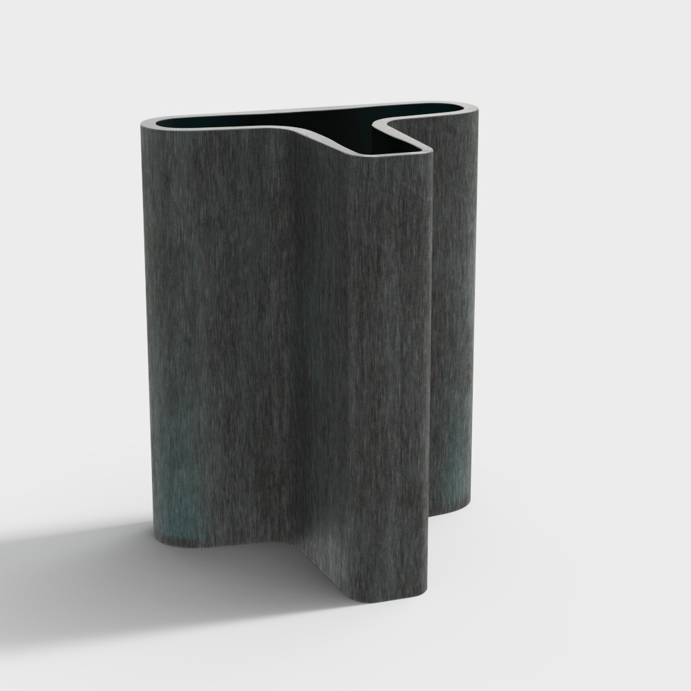 Twisted Wood Vase 3D Model – Curved Gray Wood Design
