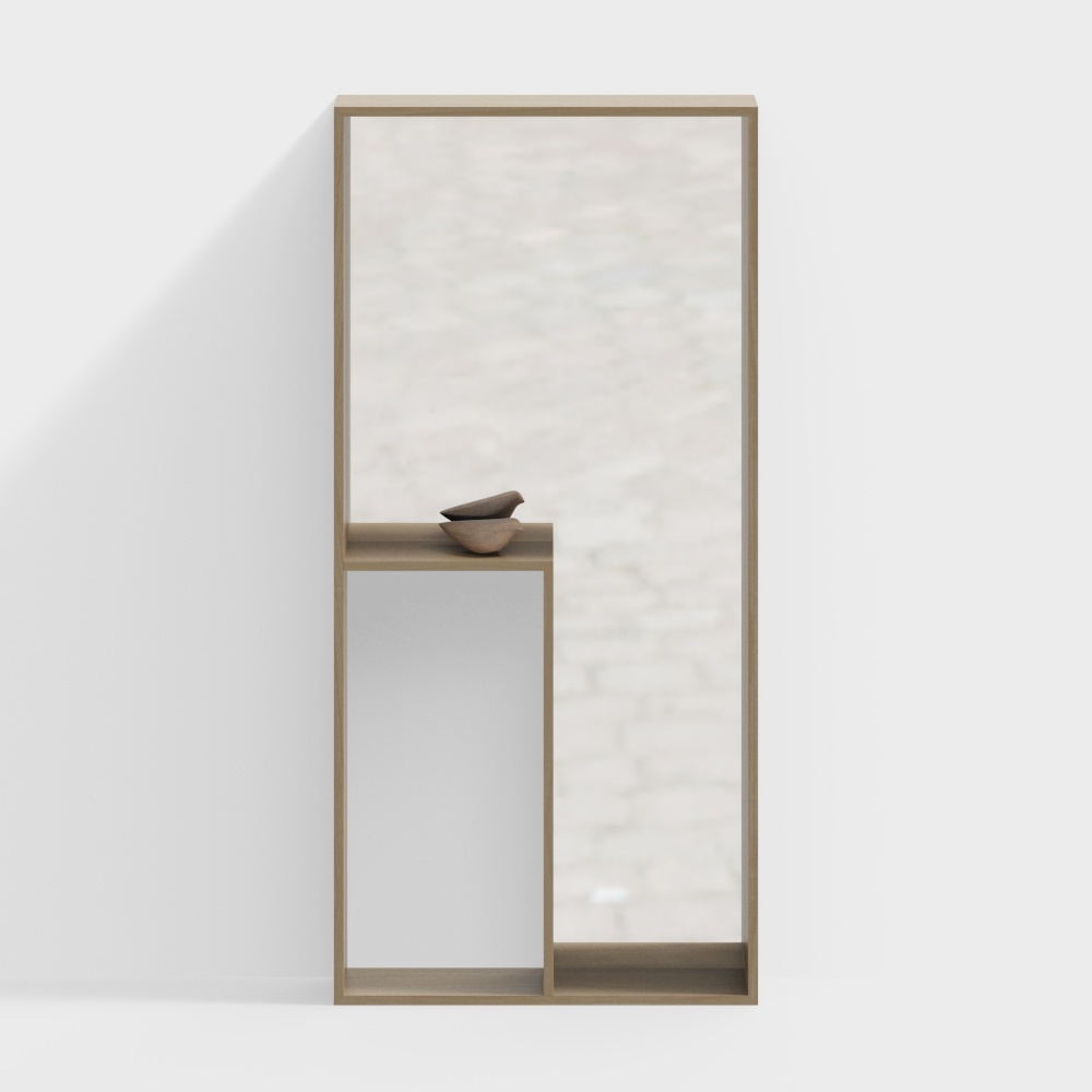 Urban Window 3D Model – Minimalist Wooden Frame