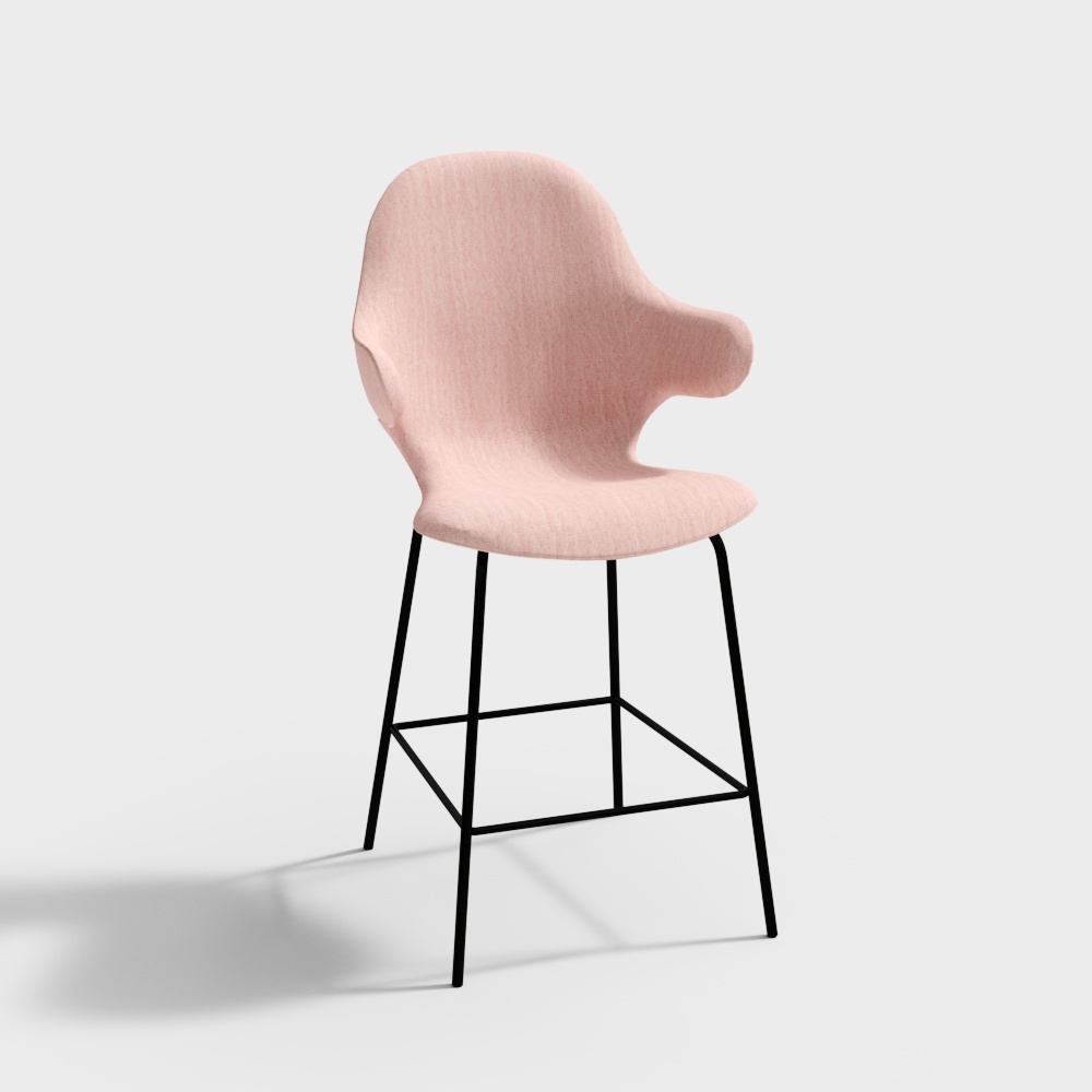 Stylish Minimalist Chair 3D Model – Pink Cushion Design