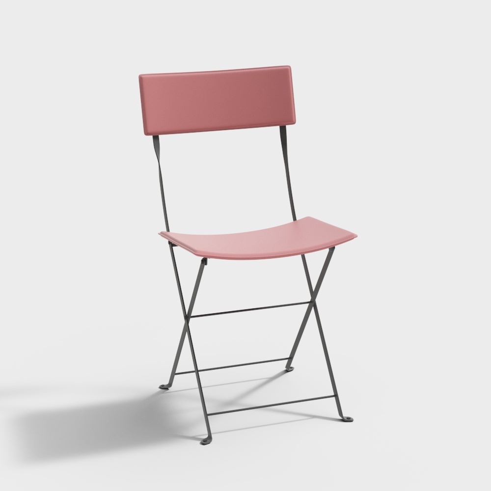 Elegant Minimalist Folding Chair 3D Model – Low-Poly Design