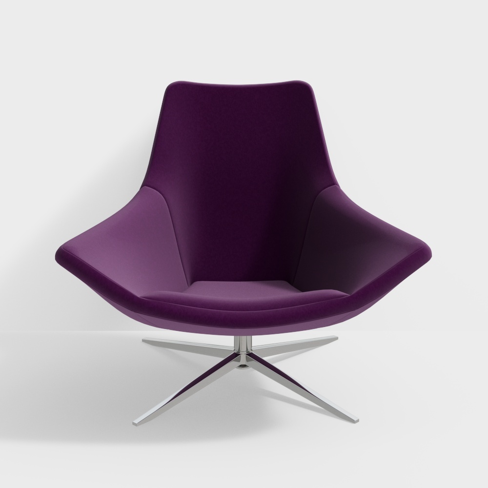 Purple Elegance Chair 3D Model – Minimalist Purple Fabric