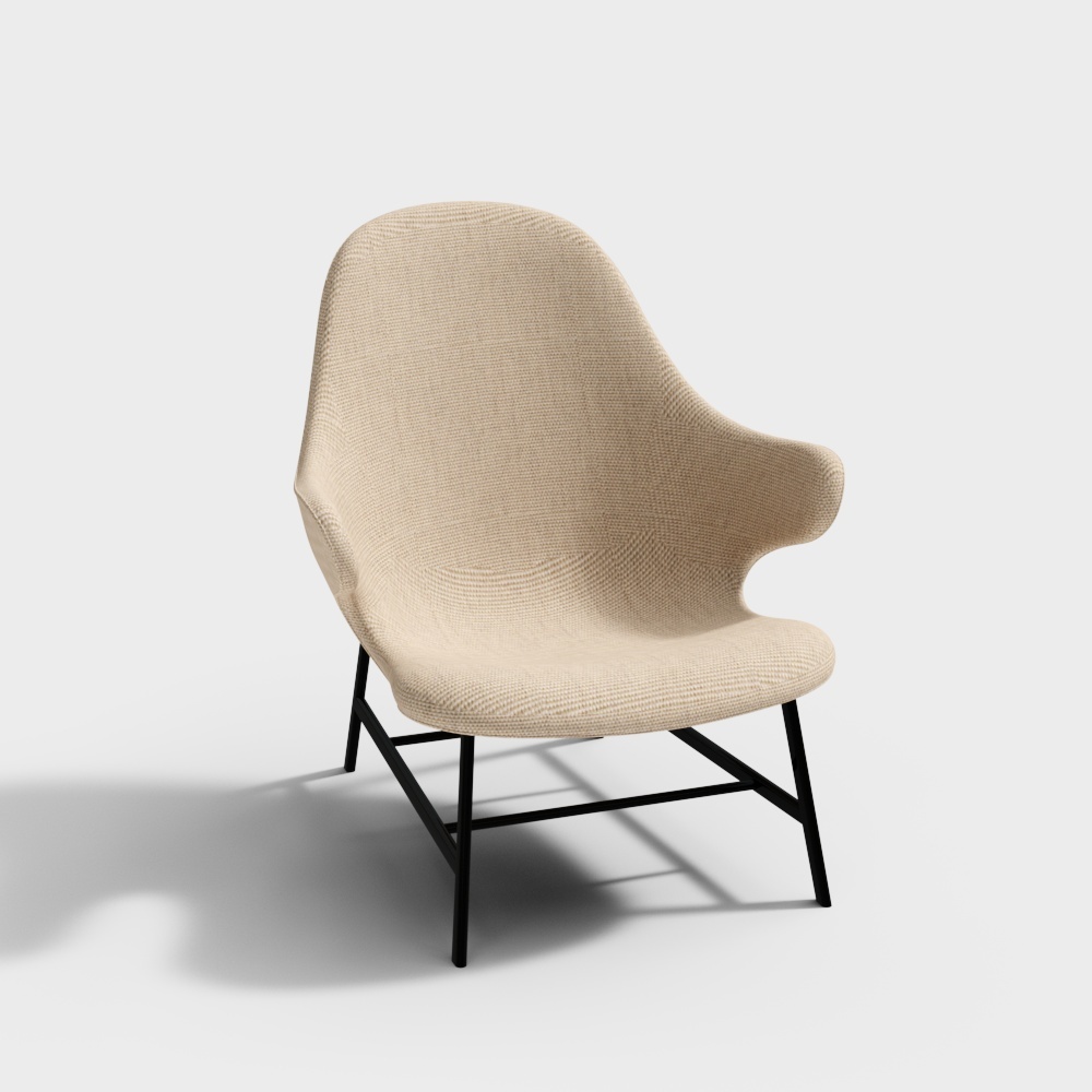 Cozy Lounge Chair 3D Model – Low-Poly Fabric Seat