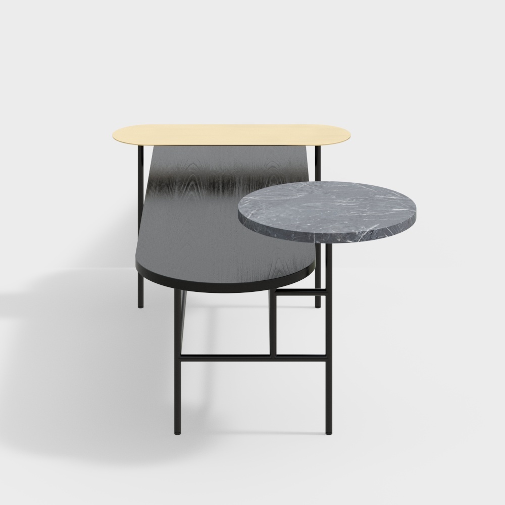 Urban Relaxation Coffee Table 3D Model – Wood & Marble