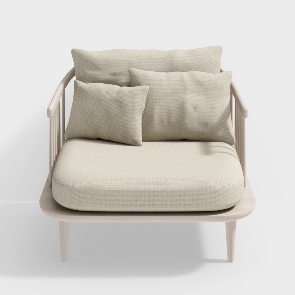 Cozy Corner Chair 3D Model – Low Poly Upholstered Design